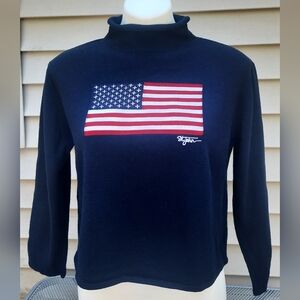 St. John Sport Intarsia USA American flag sweater Navy Blue